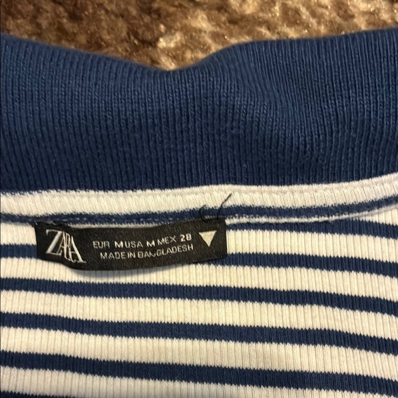 Zara Blue and White Striped Short Sleeve Tee - Picture 2 of 11